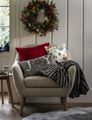 

M&S Collection Cotton Mix Light Up Christmas Cushion - Natural Mix, Natural Mix