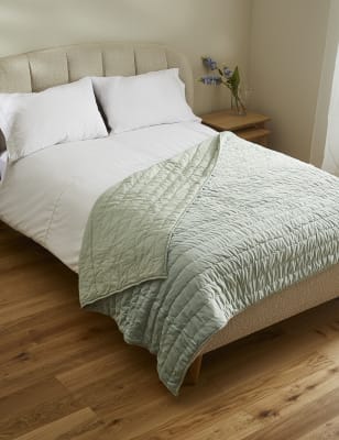 

M&S Collection Velvet Quilted Bedspread - Duck Egg, Duck Egg