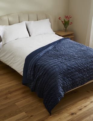 M&S Velvet Quilted Bedspread - MED - Light Navy, Light Navy,Light Pink,Grey