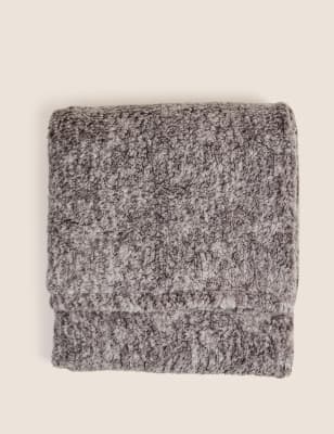 

M&S Collection Teddy Fleece Marl Throw - Grey, Grey