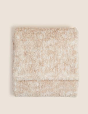 

M&S Collection Teddy Fleece Marl Throw - Natural, Natural