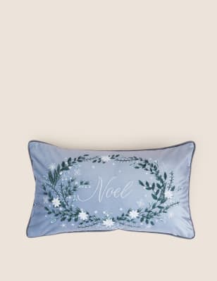 

M&S Collection Velvet Noel Slogan Bolster Cushion - Grey Mix, Grey Mix