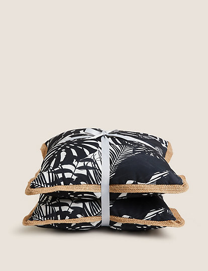 Set of 2 Leaf Print Outdoor Cushions
