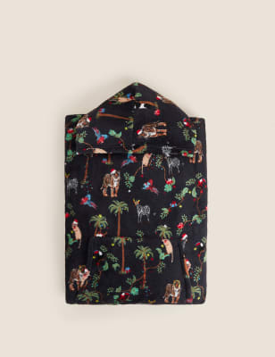 

THE M&S SNUGGLE™ Kapuzendecke aus Fleece mit Tiermuster - Charcoal, Charcoal