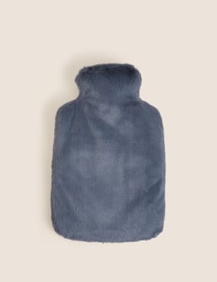 

M&S Collection Supersoft Faux Fur Hot Water Bottle - Blue, Blue