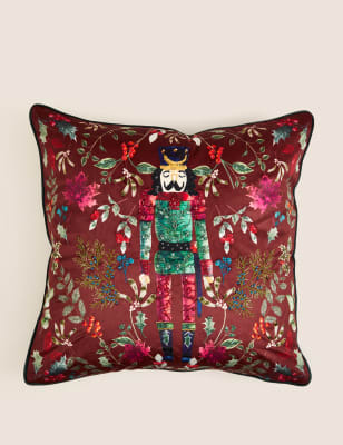 

M&S Collection Velvet Nutcracker Embellished Cushion - Burgundy Mix, Burgundy Mix