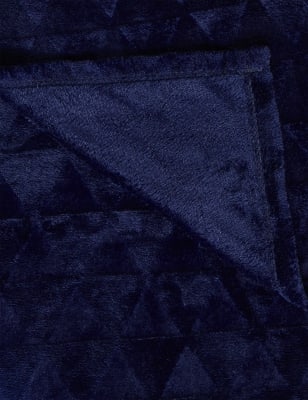 

M&S Collection Fleece Geometric Textured Throw - Navy, Navy