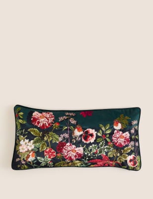 

M&S Collection Velvet Robin Bolster Cushion - Green Mix, Green Mix