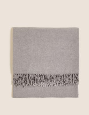 M&S Chenille Plain Throw - Light Grey, Light Grey,Clay,Caramel