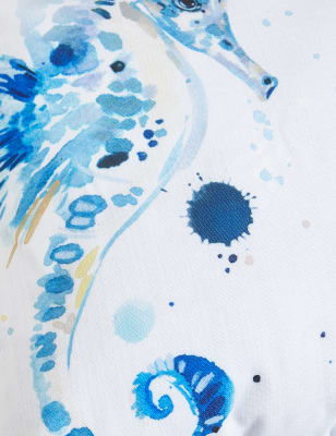 

M&S Collection Conjunto de 2 cojines para exterior con estampado de caballitos de mar - Mezcla De Tonos Azules, Mezcla De Tonos Azules