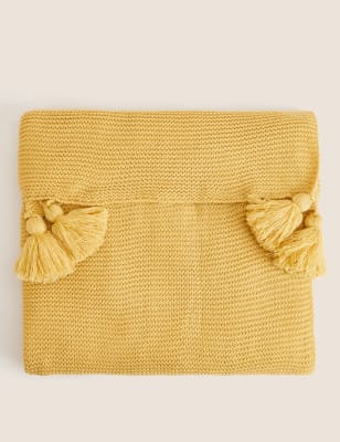 

M&S Collection Knitted Tassel Throw - Ochre, Ochre