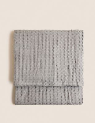 M&S Pure Cotton Large Waffle Throw - Light Grey, Light Grey,Neutral,Soft White