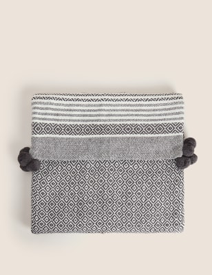 

M&S Collection Pure Cotton Geometric Throw - Charcoal Mix, Charcoal Mix