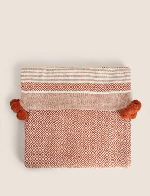 

M&S Collection Pure Cotton Geometric Throw - Rust Mix, Rust Mix