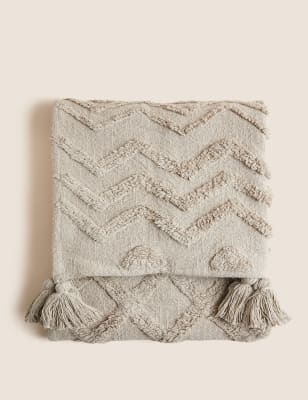 Pure Cotton Patterned Tassel Throw M S QA