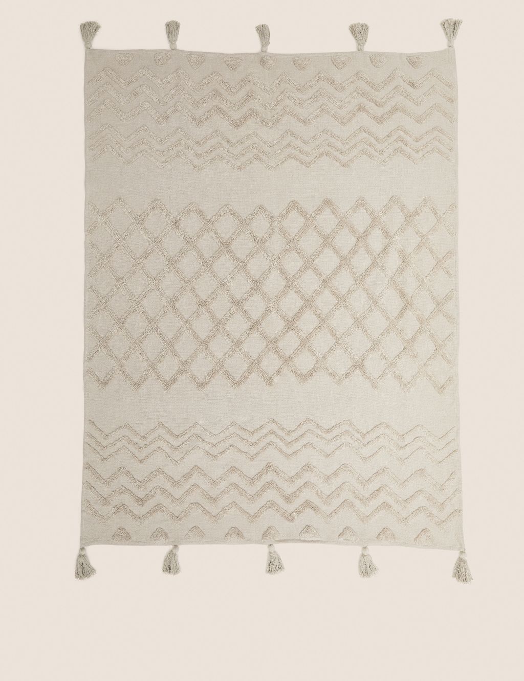 Pure Cotton Patterned Tassel Throw image 3
