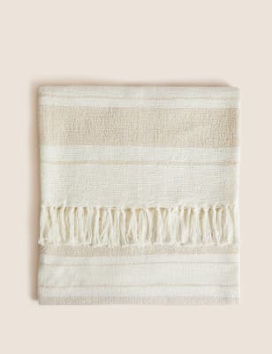 Pure Cotton Striped Throw