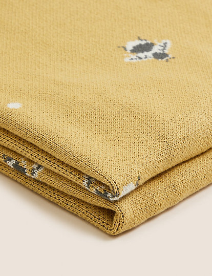 Pure Cotton Bee Knitted Throw