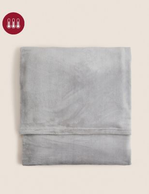 M&S Fleece Throw - Large - Light Grey, Light Grey,Pink,Blue,Green