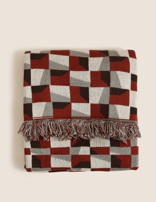 Pure Cotton Geometric Knitted Throw