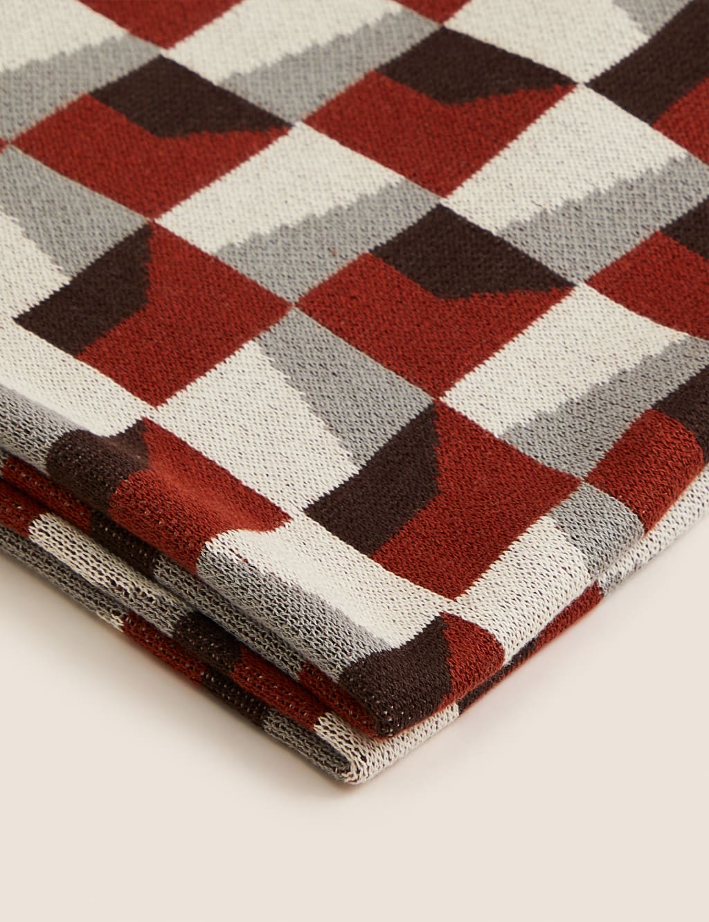 Pure Cotton Geometric Knitted Throw image 4