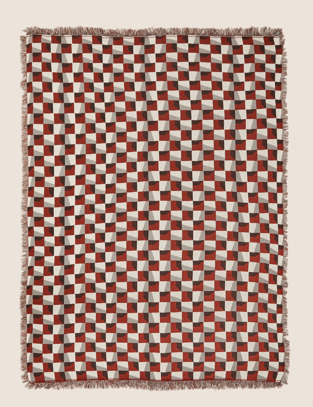 Pure Cotton Geometric Knitted Throw image 5