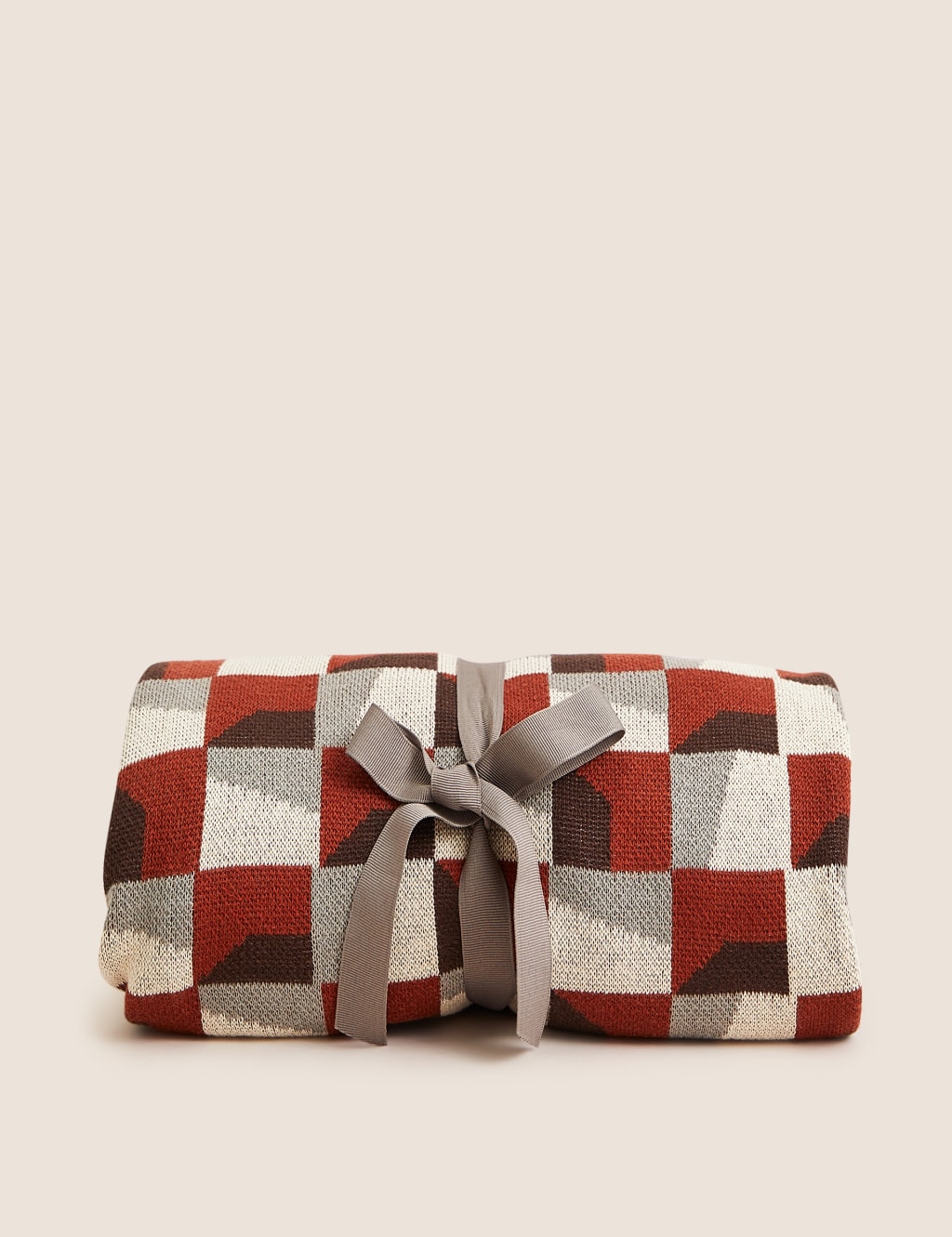 Pure Cotton Geometric Knitted Throw image 6