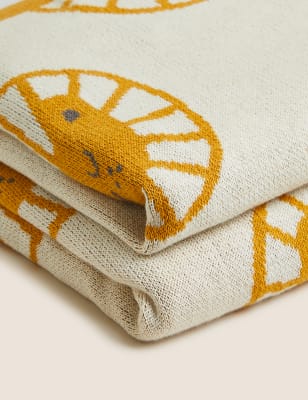 

M&S Collection Überwurf aus reiner Baumwolle mit Löwenmuster - Ocker, Ocker
