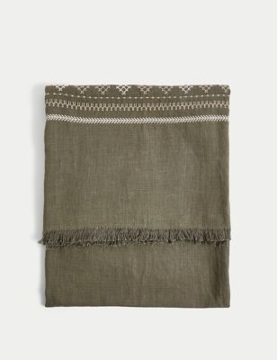 Pure Linen Embroidered Throw - GR