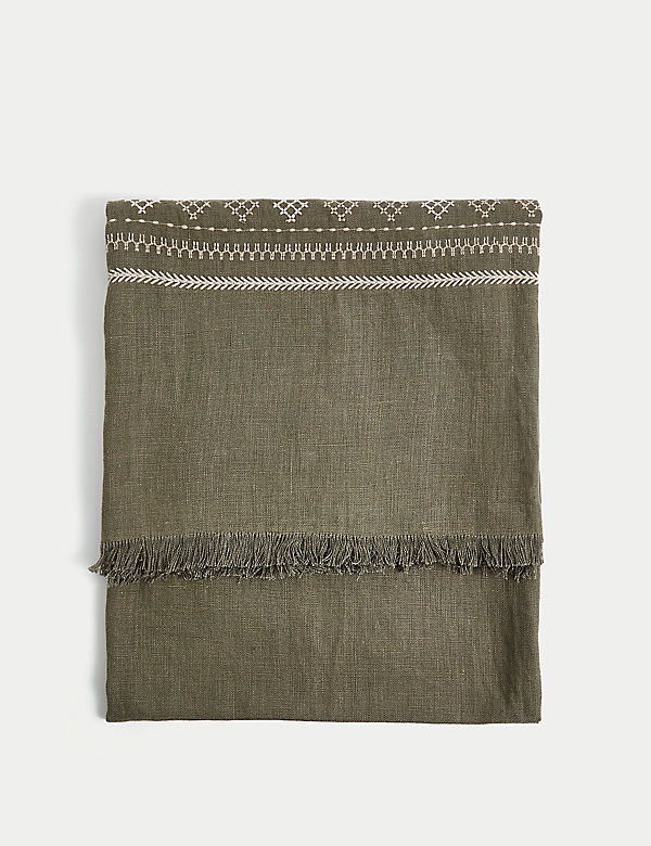 Pure Linen Embroidered Throw - PT