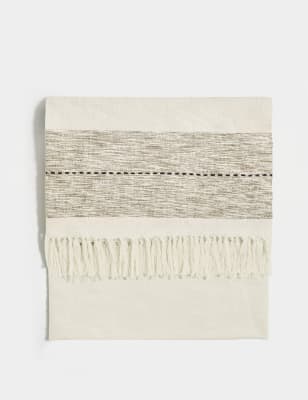 

M&S Collection Pure Cotton Striped Textured Throw - Ecru Mix, Ecru Mix