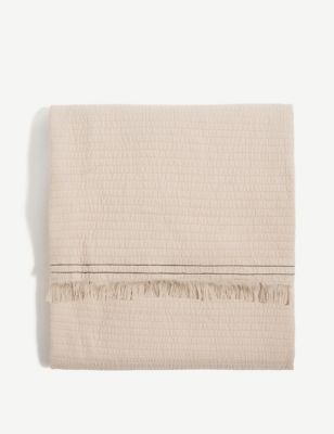 M&S Pure Cotton Large Stitched Throw - Neutral, Neutral,White