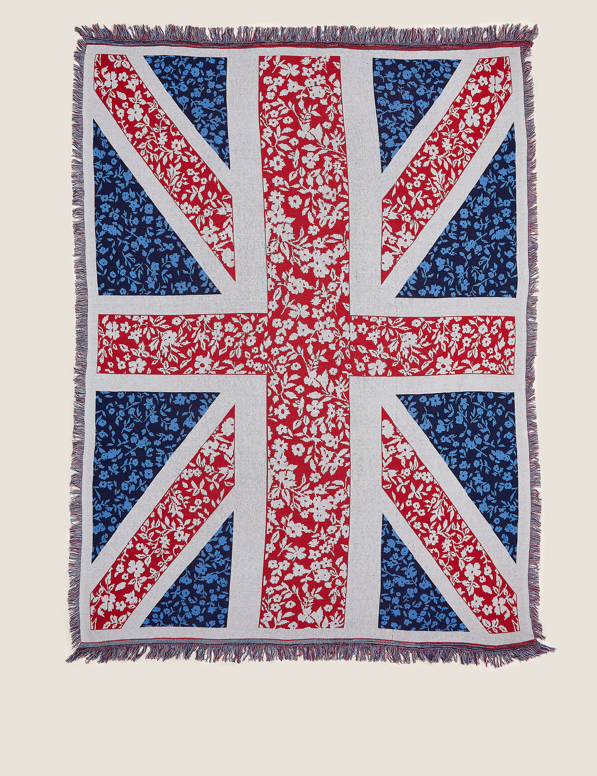 غطاء بتصميم علم المملكة المتحدة من القطن الصافي