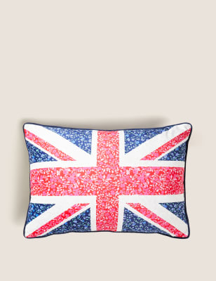 

M&S Collection Velvet Union Jack Bolster Cushion - Red Mix, Red Mix