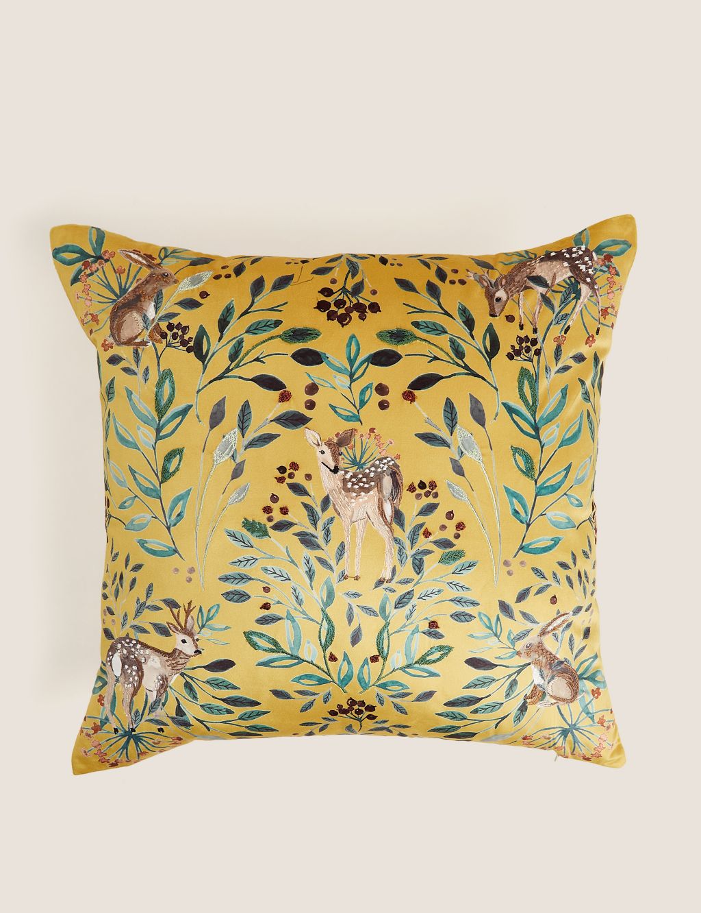 Velvet Deer Embroidered Cushion image 1