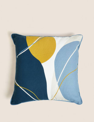 

M&S Collection Pure Cotton Abstract Embroidered Cushion - Blue Mix, Blue Mix