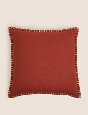 

M&S Collection Kissen aus reiner Baumwolle mit Languettenstich - Rostbraun, Rostbraun