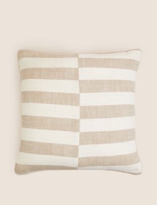 M&S Pure Cotton Striped Cushion - Natural Mix, Natural Mix