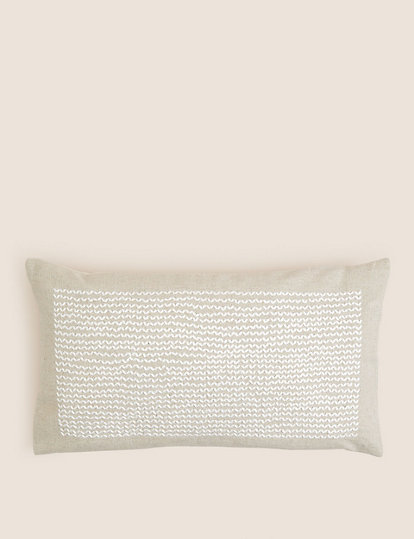 M&S Collection Cotton With Linen Bolster Cushion - 1Size - Natural Mix, Natural Mix