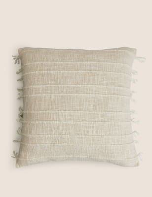 Cotton Rich Striped Tasselled Cushion - LU