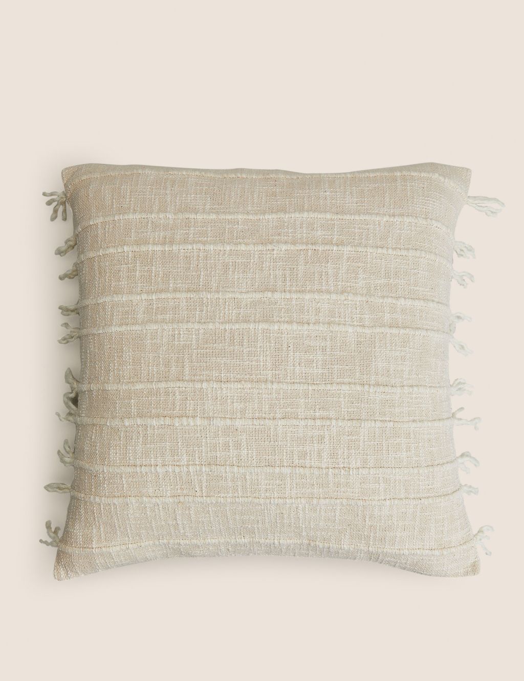 Cotton Rich Striped Tasselled Cushion image 1