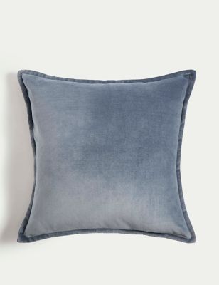 M&S Pure Cotton Velvet Cushion - Slate Blue, Slate Blue,Soft Pink,Teal,Neutral,Sage,Rust,Dusty Green