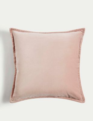 M&S Pure Cotton Velvet Cushion - Soft Pink, Soft Pink,Neutral,Sage,Dusty Green