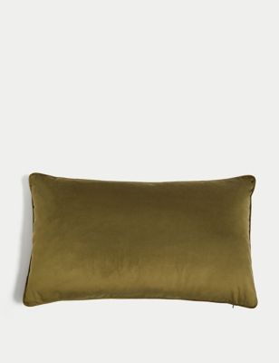 M&S Velvet Piped Bolster Cushion - Olive, Olive,Charcoal,Navy,Ochre