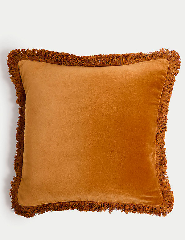Pure Cotton Velvet Fringed Cushion - JE