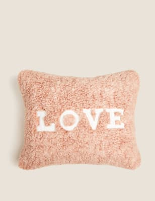 

Teddy Love Slogan Mini Cushion - Pink, Pink