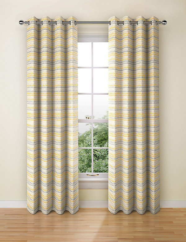 Chenille Triangle Eyelet Curtains - BN