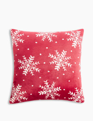 Fleece Snowflake Print Cushion