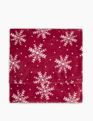 Fleece Snowflake Print Throw