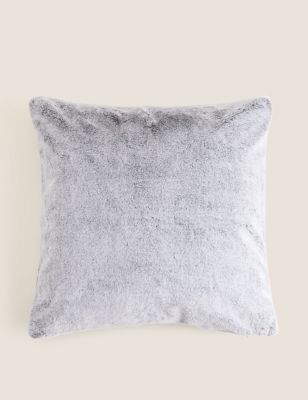 

M&S Collection Faux Fur Tipped Cushion - Silver Grey, Silver Grey